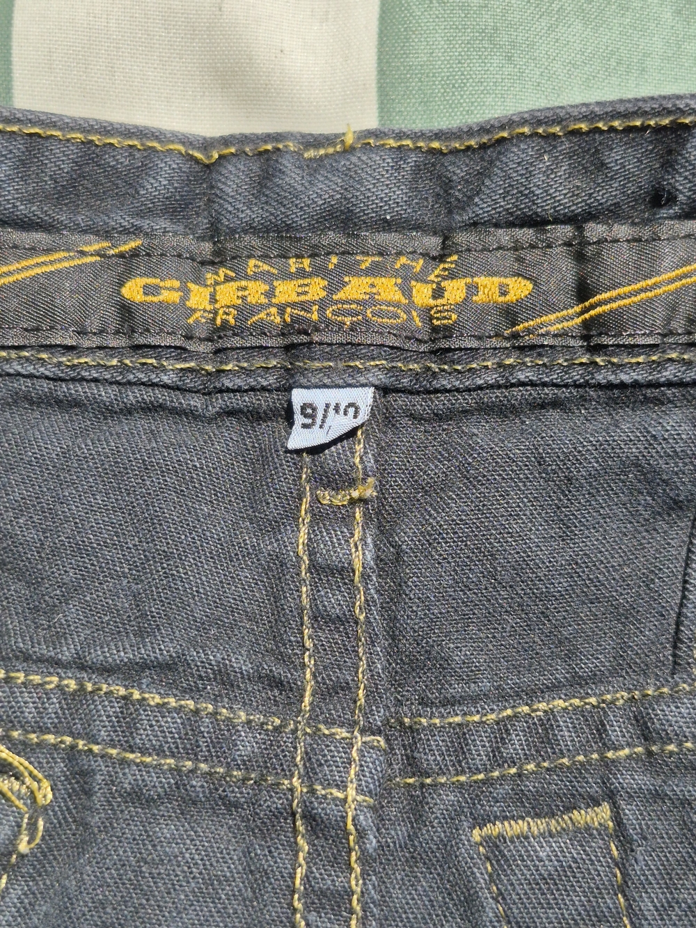 VINTAGE 90's MARITHE' FRANCOIS GIRBAUD BLK Denim Button-Front A-Line Skirt-9/10 - Picture 9 of 13